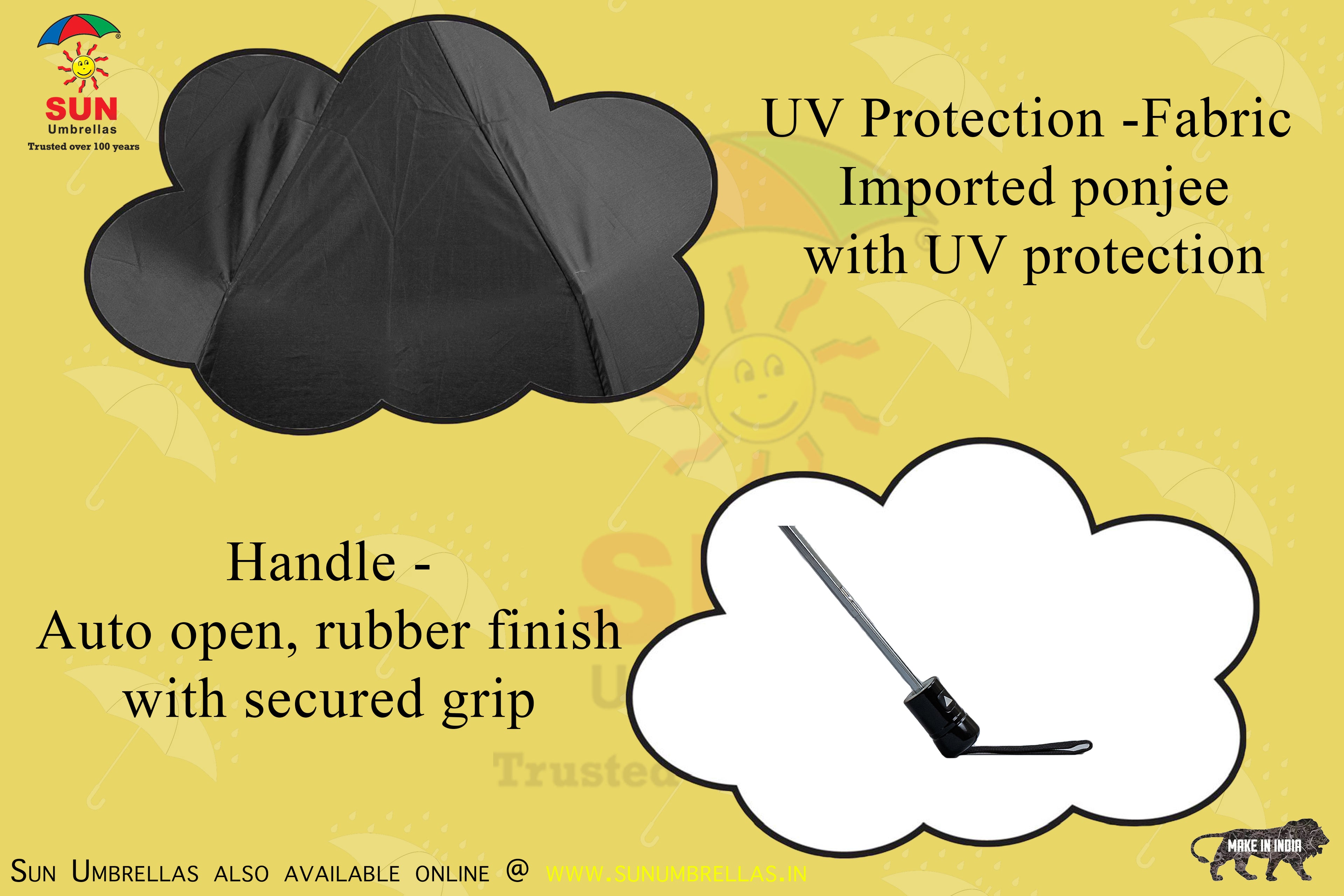 Golf Auto Mono Silver - Auto Open UV Protective Non-Foldable Umbrella